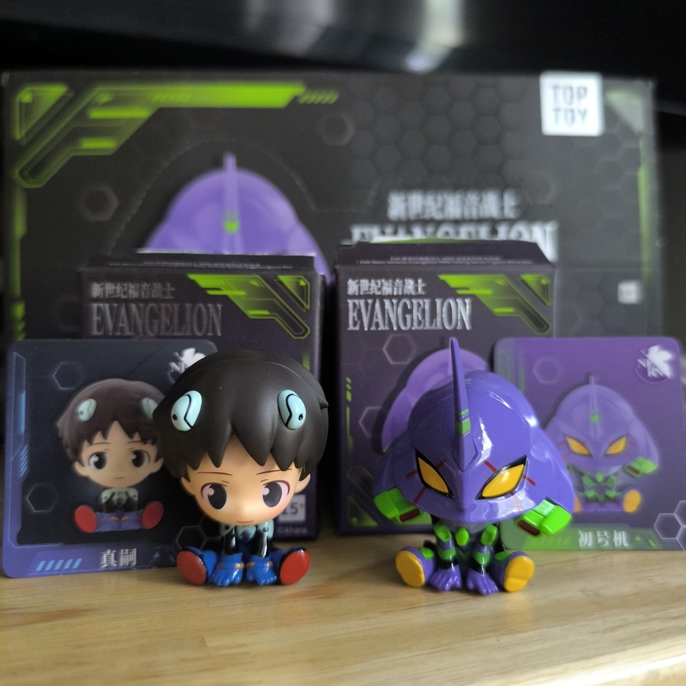 set 2pcs neogenesis EvanGelion Top toy Ikari Shinji mini figure and number 1